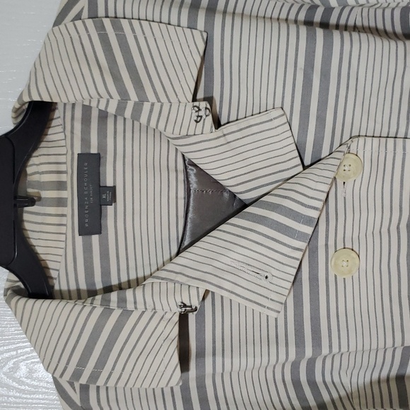 Proenza Schouler beige with gray stripes trench coat. Women size XL - Picture 2 of 8